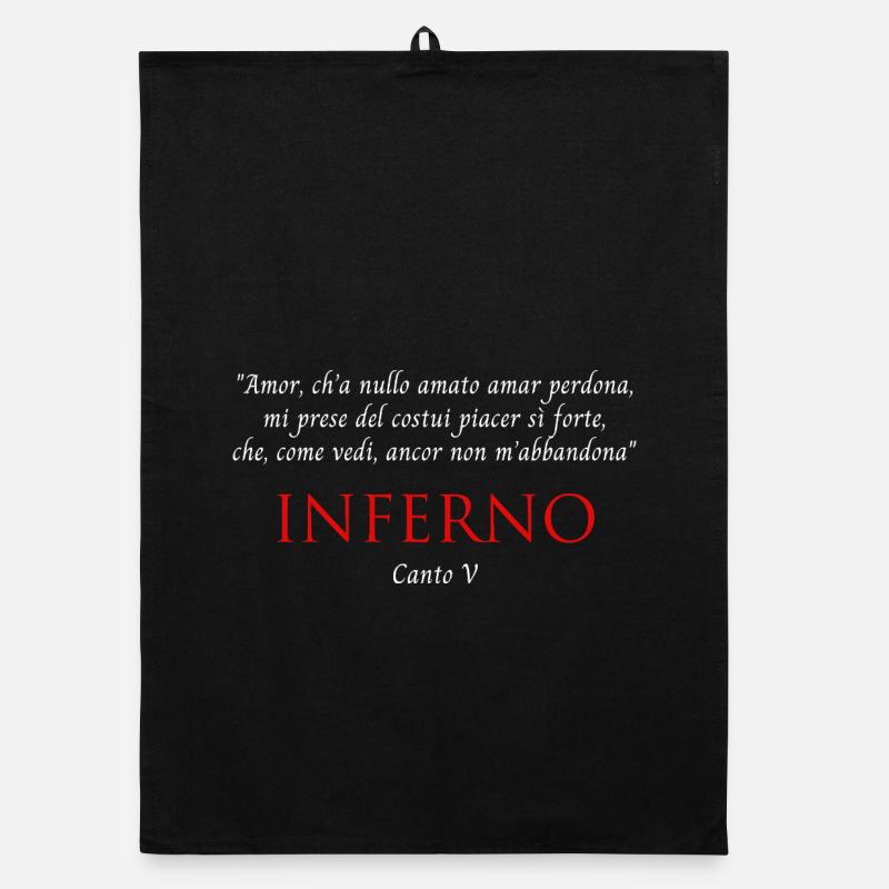 Inferno Canto V Divine Commedy Amor ch'ha nullo - Organic Geschirrtuch - Schwarz