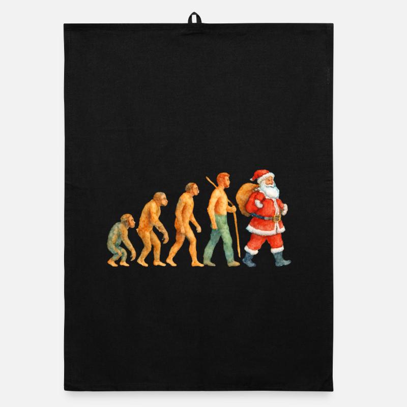 Évolution au Père Noël – Noël à l’aquarelle Torchon bio