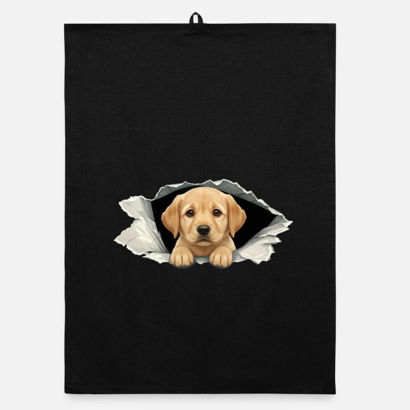 Bébé chiot Golden Retriever qui regarde en papier déchiré Torchon bio