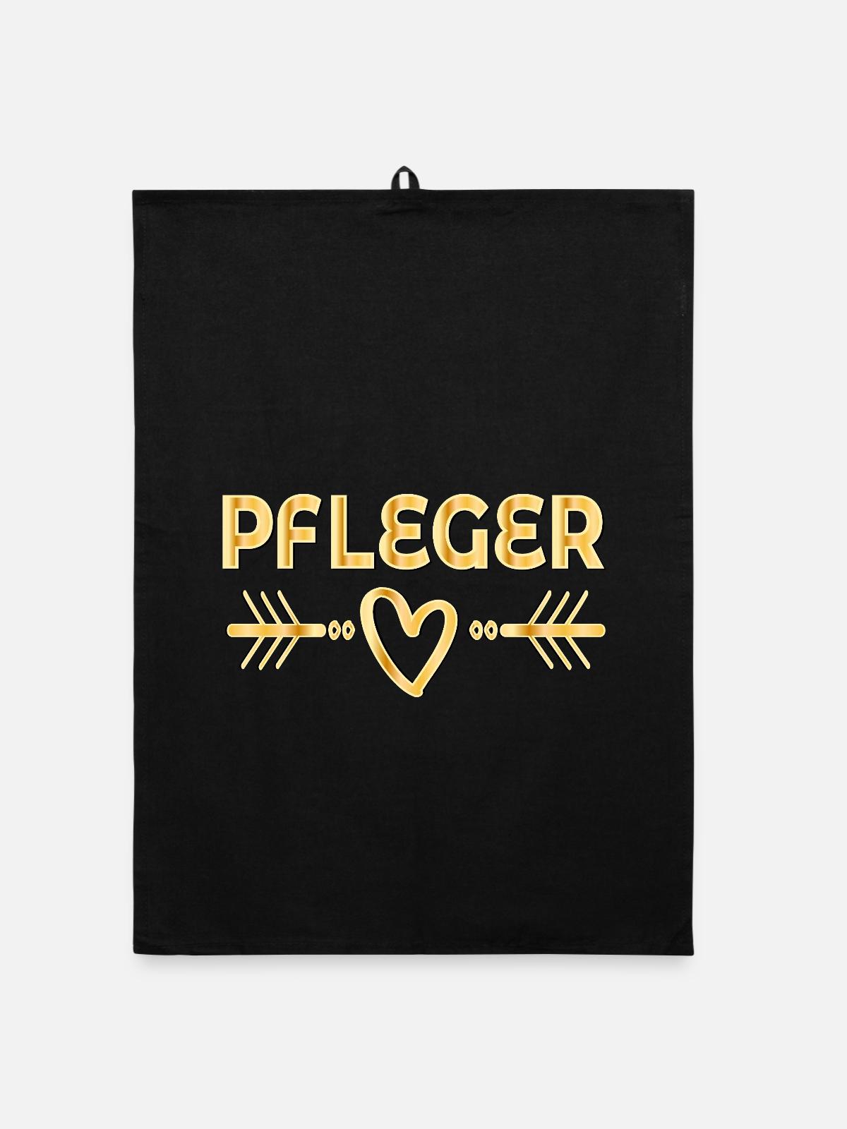 Pfleger Herz Pflegeberufe - Organic Geschirrtuch - Schwarz - Vorne