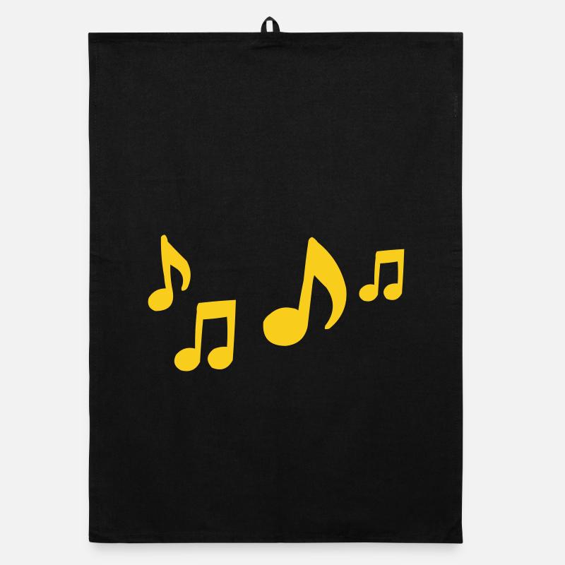 Yellow Musical Notes Contrast Organic dish towel