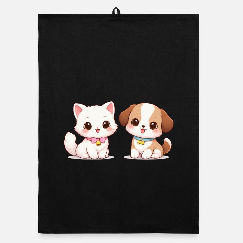 Hund Katze Comic Organic Geschirrtuch