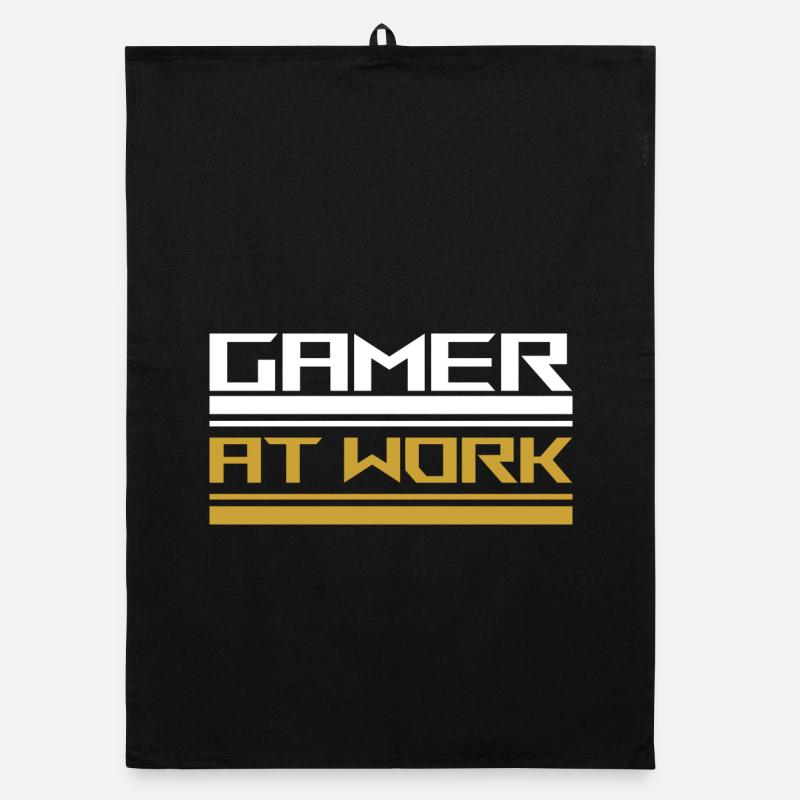 Gamer at work white - Organic Geschirrtuch - Schwarz