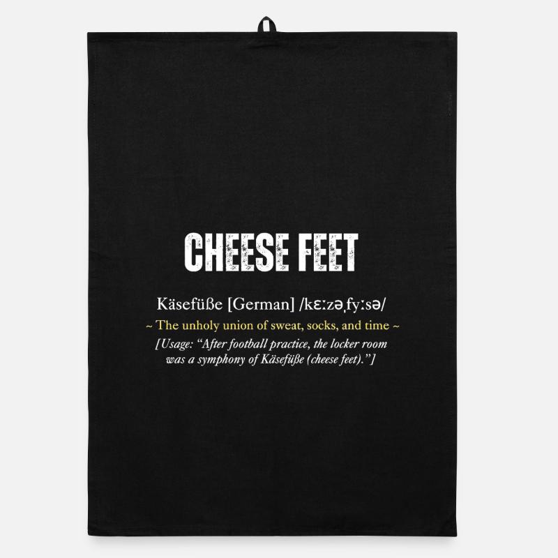 "Cheese Feet" definition with wit Organic dish towel
