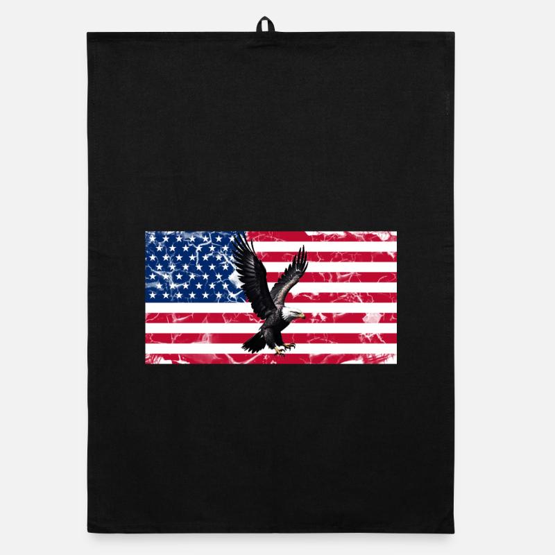 Aigle de la Liberté sur le drapeau américain - Torchon bio - noir