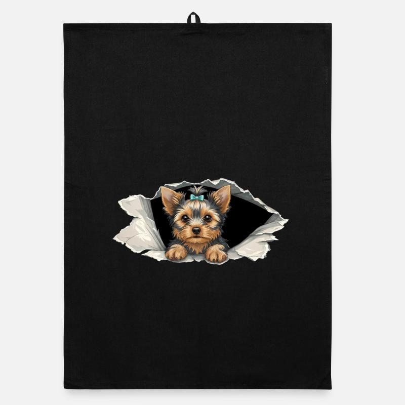 Petit chiot Yorkshire Terrier Petit Coup d’Œil Mignon Torchon bio