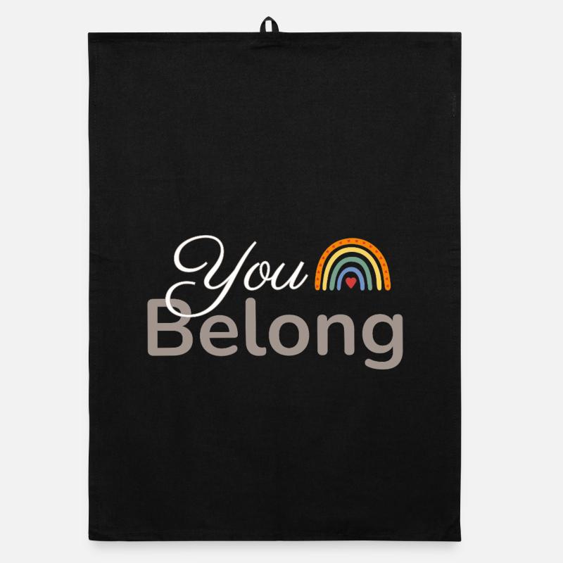 You Belong Regenbogen Herz Design Organic Geschirrtuch