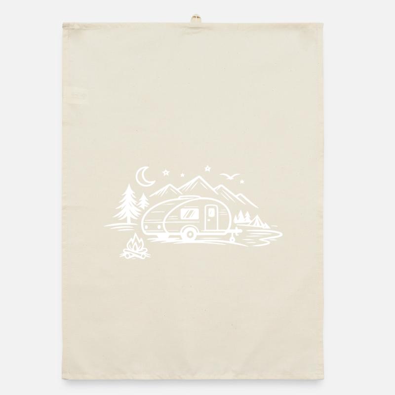 Camping Anhänger Landschaft  Organic Geschirrtuch