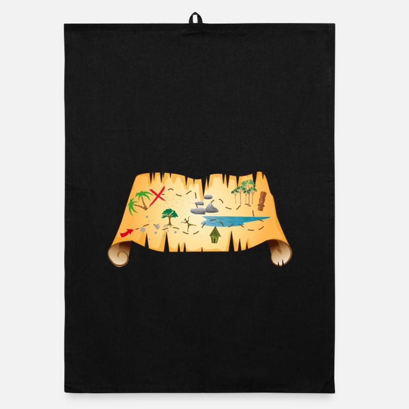 old treasure map on antique parchment Organic dish towel