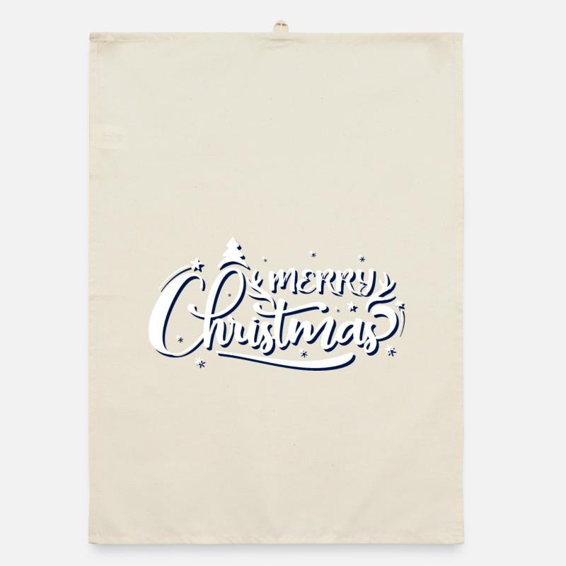 Ornate Merry Christmas Script Organic dish towel