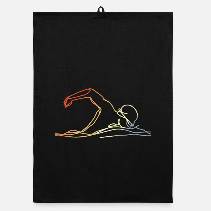 Style rétro de natation - Torchon bio - noir