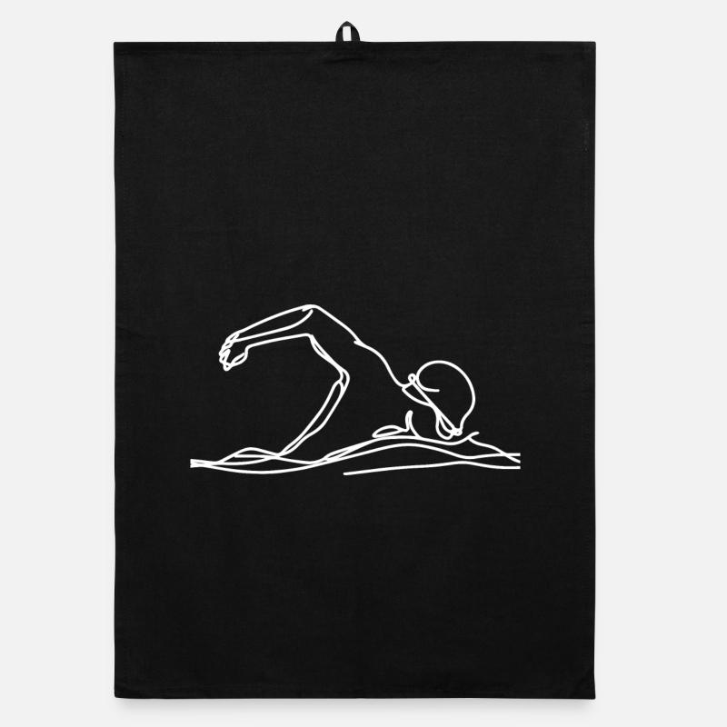 Graphique de nageur de compétition - Torchon bio - noir