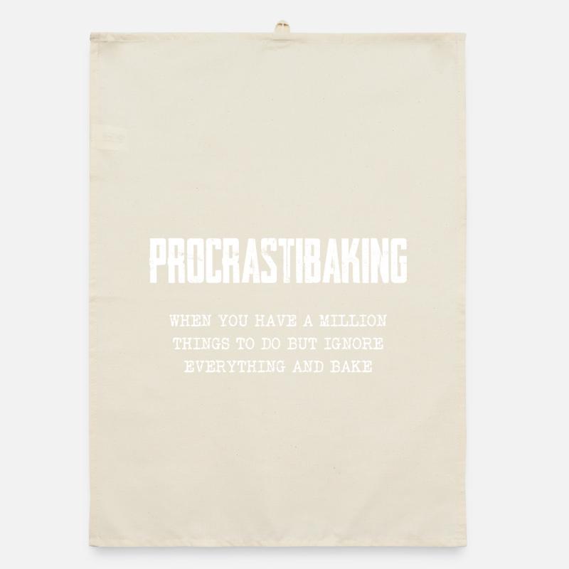 Procrastinating Baking Motif Organic dish towel