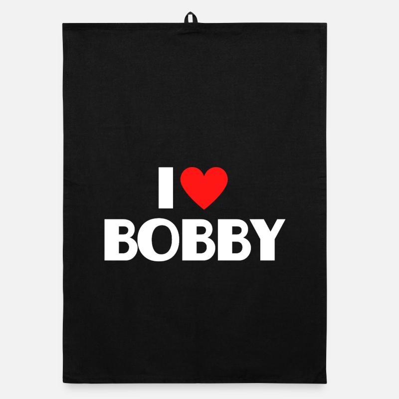 Ich liebe Bobby rotes Herz Retro Statement  Organic Geschirrtuch