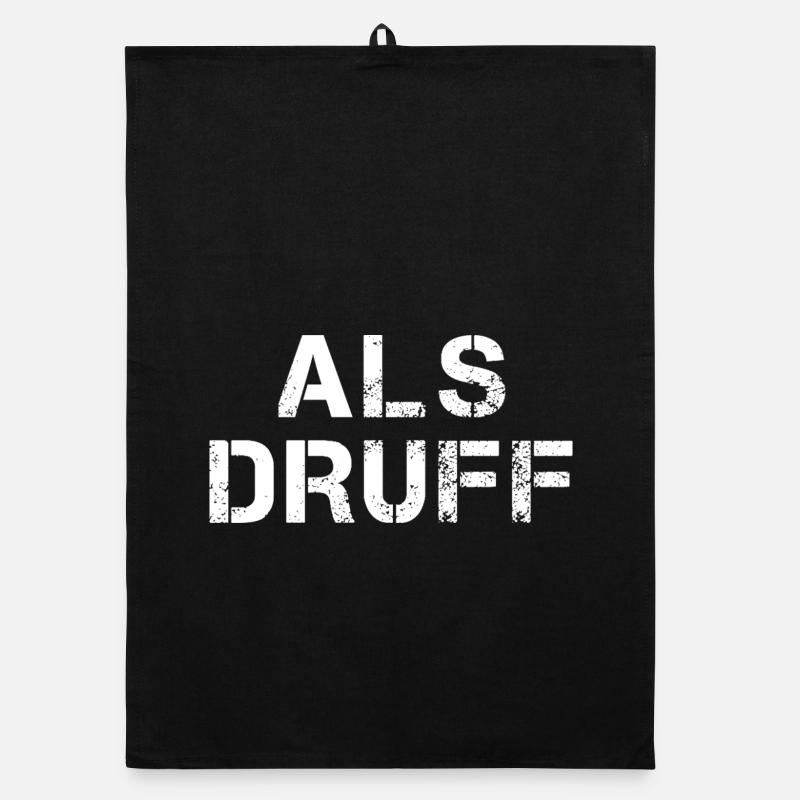 ALS DRUFF Hessisch Spruch Hessen  Organic Geschirrtuch