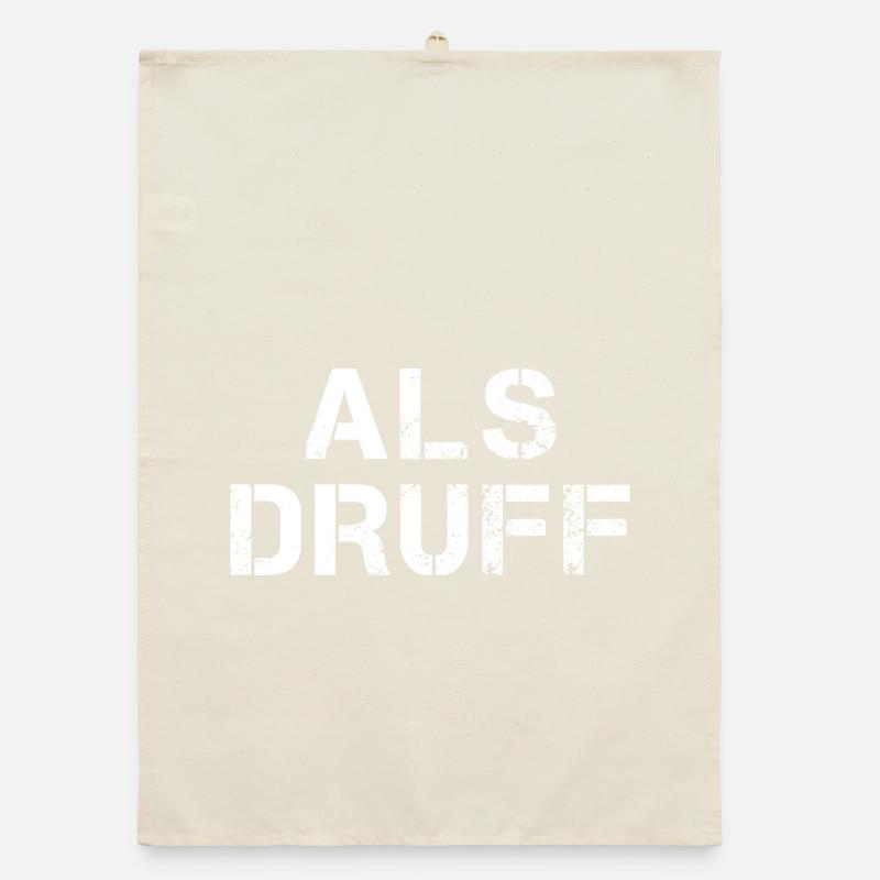 ALS DRUFF Hessisch Spruch Hessen  Organic Geschirrtuch