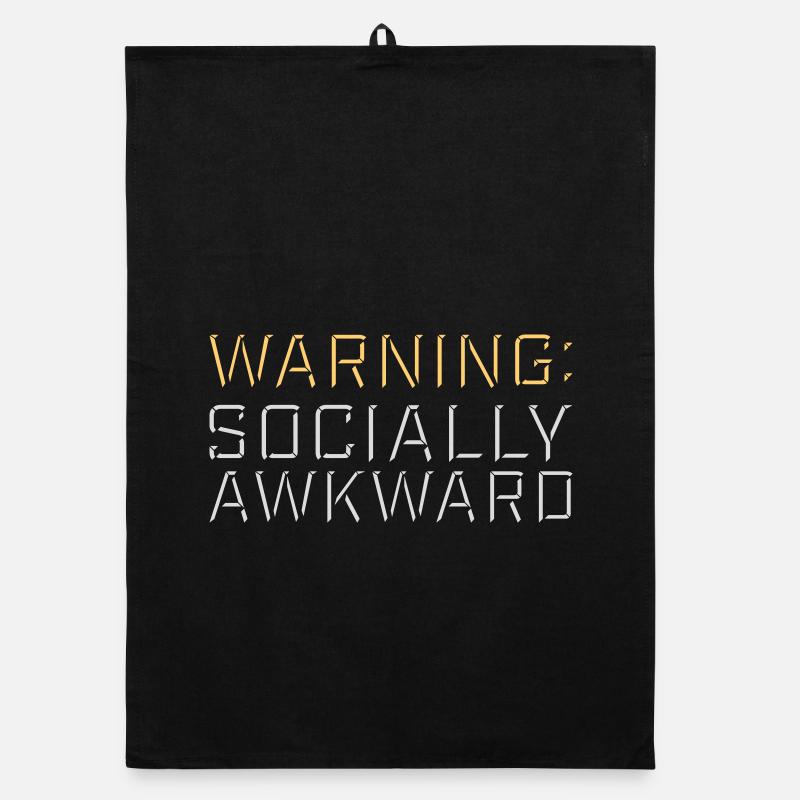 Warning Socially Awkward Lustig Sozial Unbeholfen Organic Geschirrtuch