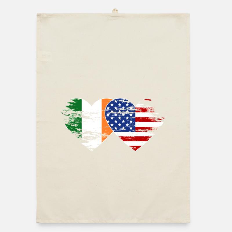 Irlande États-Unis drapeau coeur utilisé Torchon bio