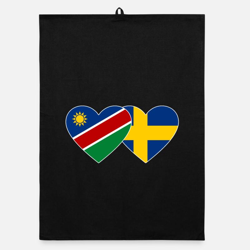 Namibia Sweden Flag Heart Organic dish towel
