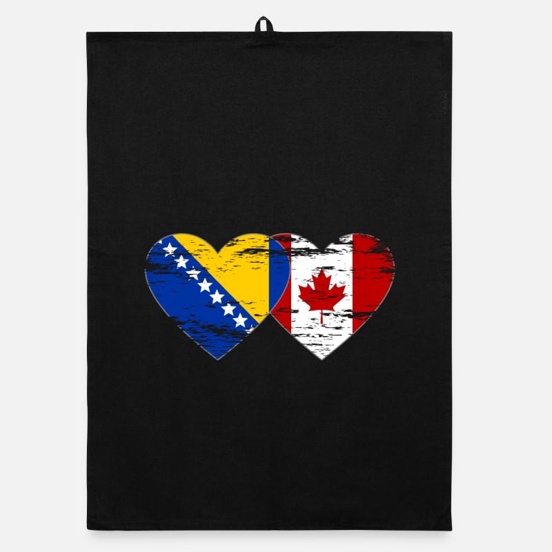 Coeur de drapeau de la Bosnie et du Canada utilisé Torchon bio