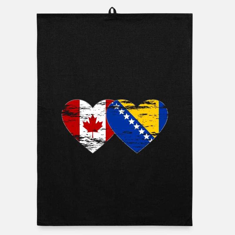 Canada Bosnie drapeau coeur utilisé Torchon bio