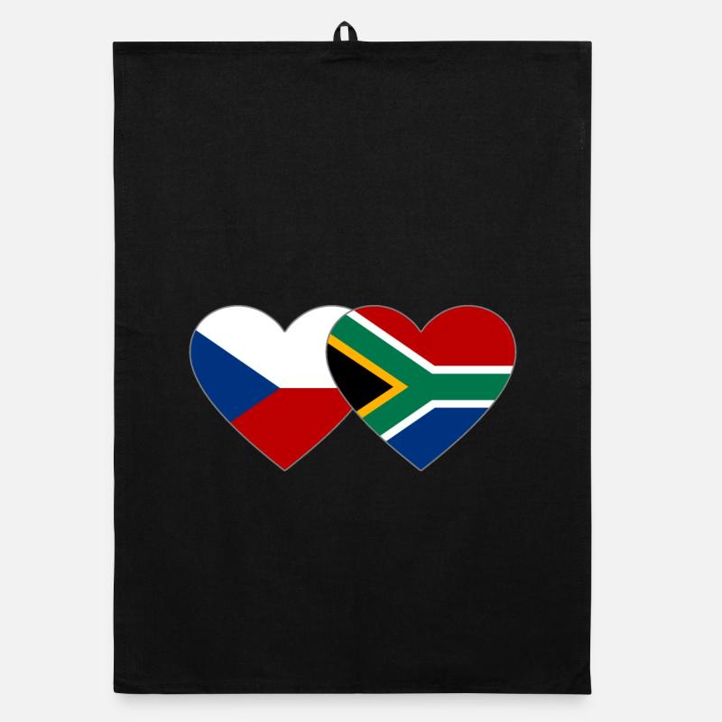 République tchèque Afrique du Sud Drapeau Coeur Torchon bio