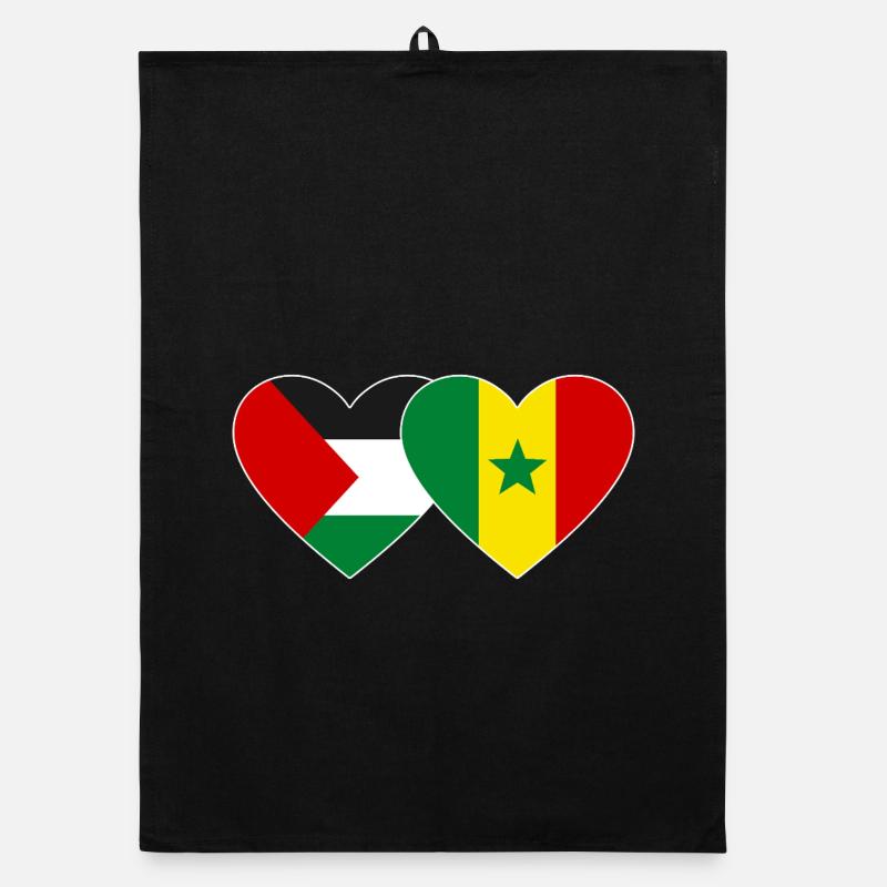 Palestine Sénégal Drapeau Coeur Torchon bio