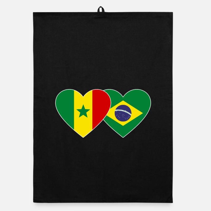 Senegal Brazil Flag Hands Heart Shape Organic dish towel