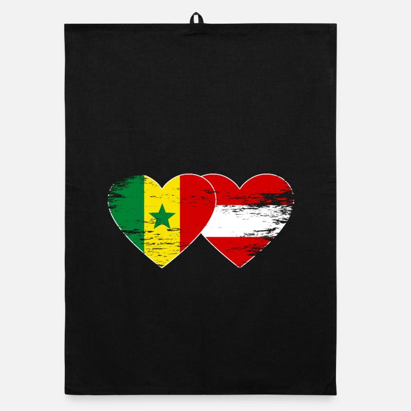 Sénégal Autriche Drapeau Mains Coeur Utilisé Torchon bio