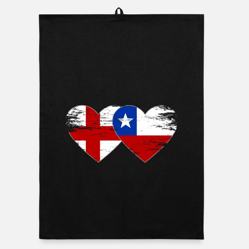 Angleterre Drapeau du Chili coeur utilisé Torchon bio