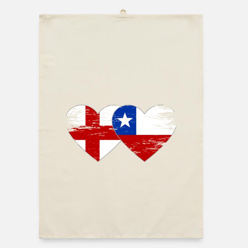 Angleterre Drapeau du Chili coeur utilisé Torchon bio