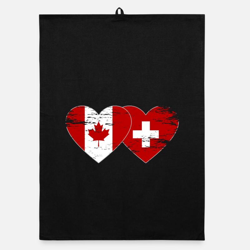 Cœur du drapeau Canada Suisse utilisé Torchon bio