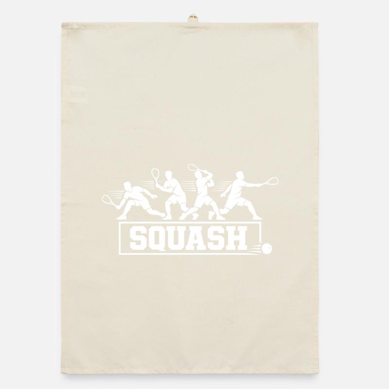 Retro Squash Player Action Sequence Silhouette Art Organic dish towel