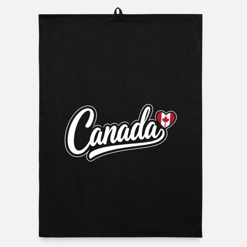 Canada Script with Maple Leaf Heart Fan Patriotic Organic dish towel