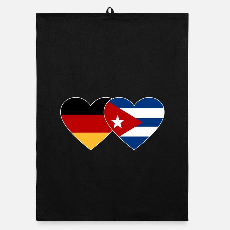 Germany Cuba Flag Heart Organic dish towel