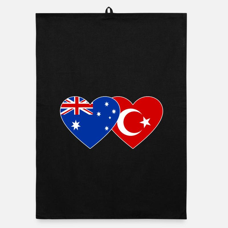 Australia Turkey Flag Heart Organic dish towel