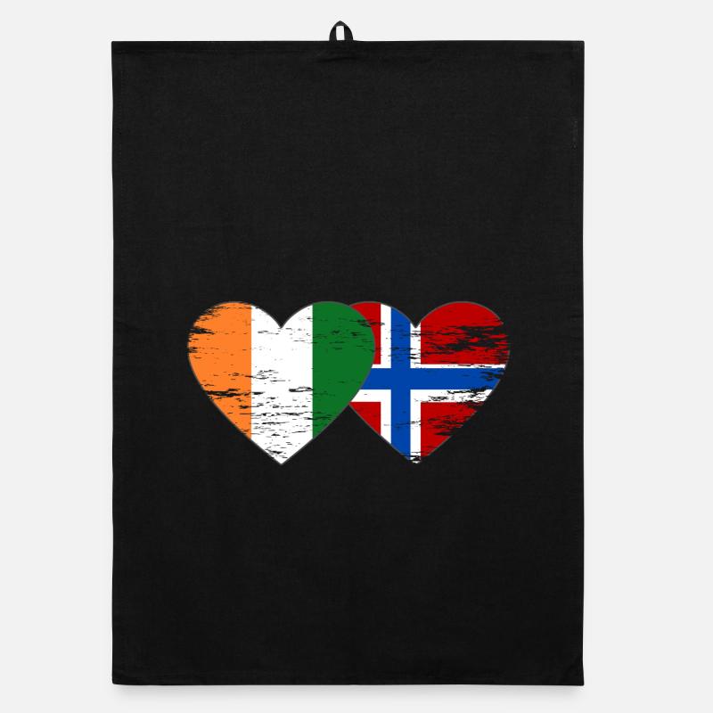 Elfenbeinküste Norwegen Flagge Herz used Organic Geschirrtuch