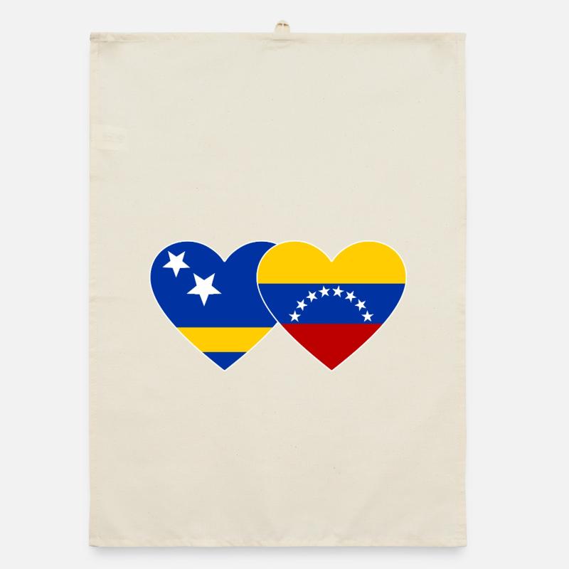 Cœur du drapeau du Venezuela de Curaçao utilisé Torchon bio