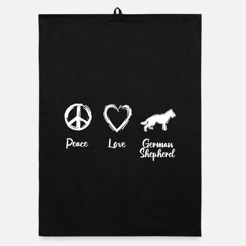 Peace Love German Shepherd Organic Geschirrtuch