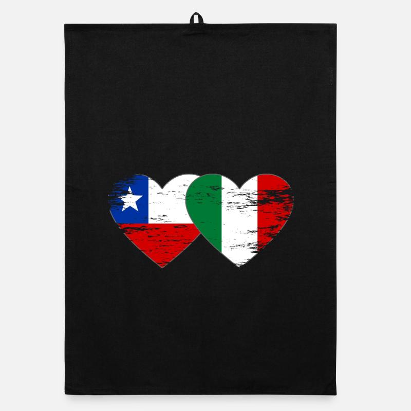 Cœur du drapeau chili italien utilisé Torchon bio