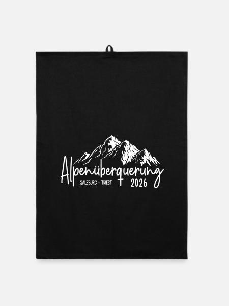 Alpenüberquerung 2026 Salzburg Triest - Organic Geschirrtuch - Schwarz - Vorne