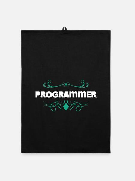 Programmierer Ornament Typografie Shirt - Organic Geschirrtuch - Schwarz - Vorne