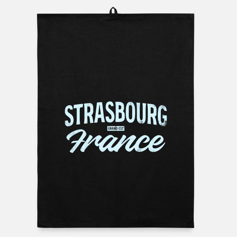 Strasbourg France Vintage Script Organic dish towel