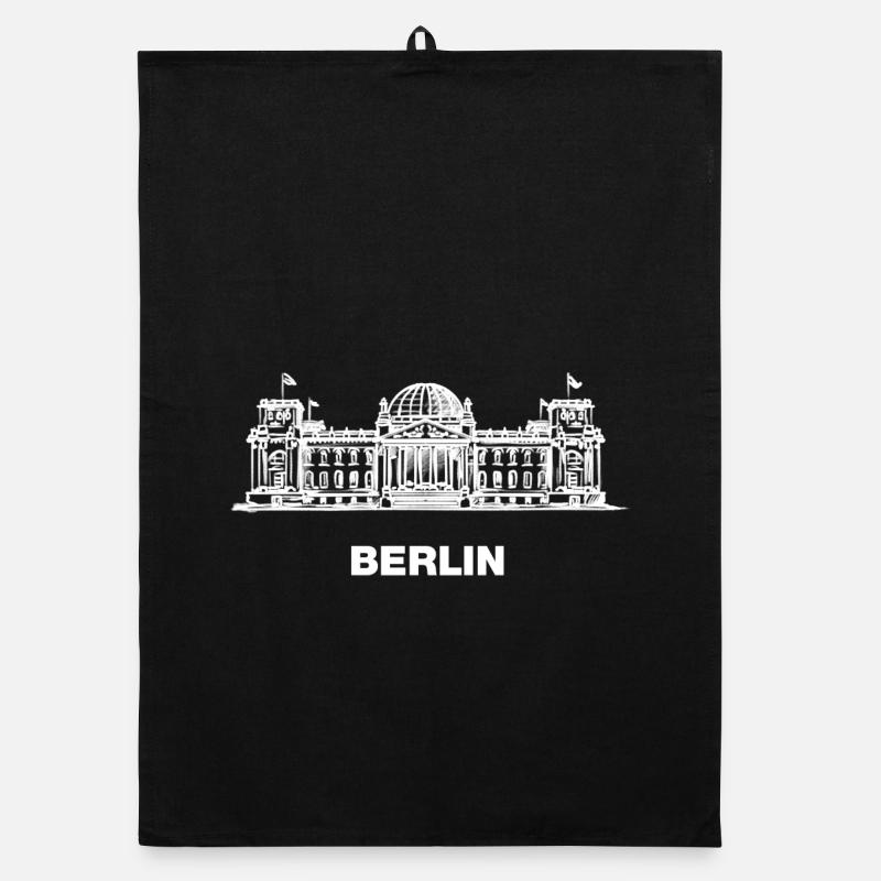 Berlin - Reichstag (blanc) - Torchon bio - noir