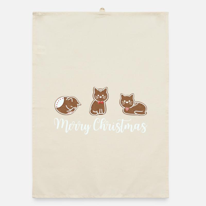 Gingerbread cats wish you a Merry Christmas Organic dish towel