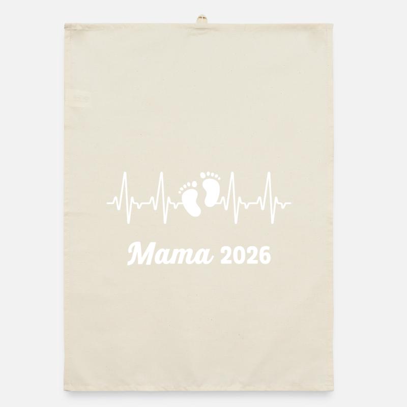 Mama 2026 Loading Werdender Mutter Herzschlag Organic Geschirrtuch