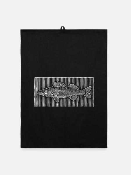 Line-Art – Noble Angler & Fischer Design - Organic dish towel - black - Front
