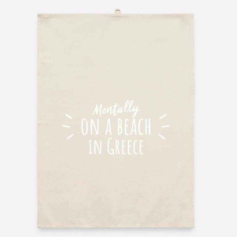 Mentalement sur une plage en Grèce Torchon bio