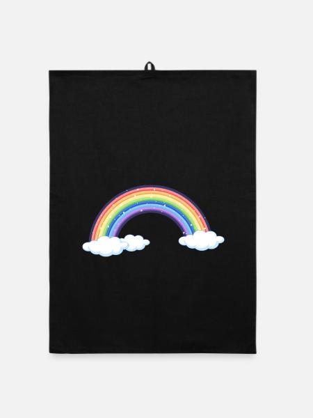 Vibrant Rainbow Over Clouds - Organic dish towel - black - Front