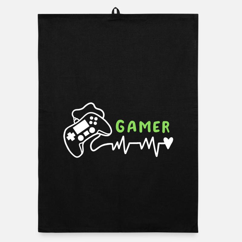 Gamer Gaming - Organic Geschirrtuch - Schwarz